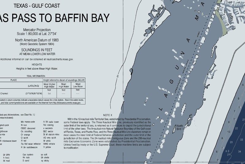 Aransas Pass to Baffin Bay Nautical Chart Art — Modern Edition — print detail 3