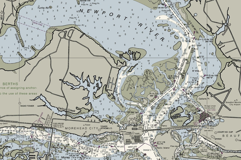 Beaufort Inlet And Part Of Core Sound Nautical Chart Art — print detail 3