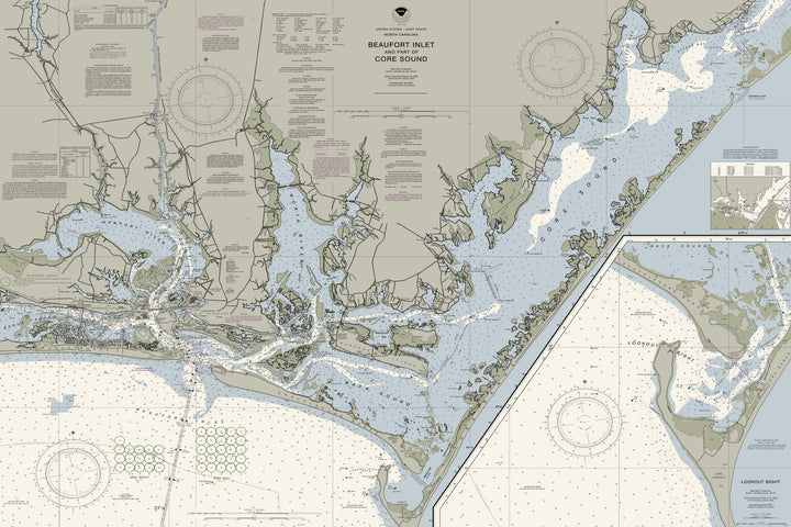 Beaufort Inlet And Part Of Core Sound Nautical Chart Art — Traditional palette