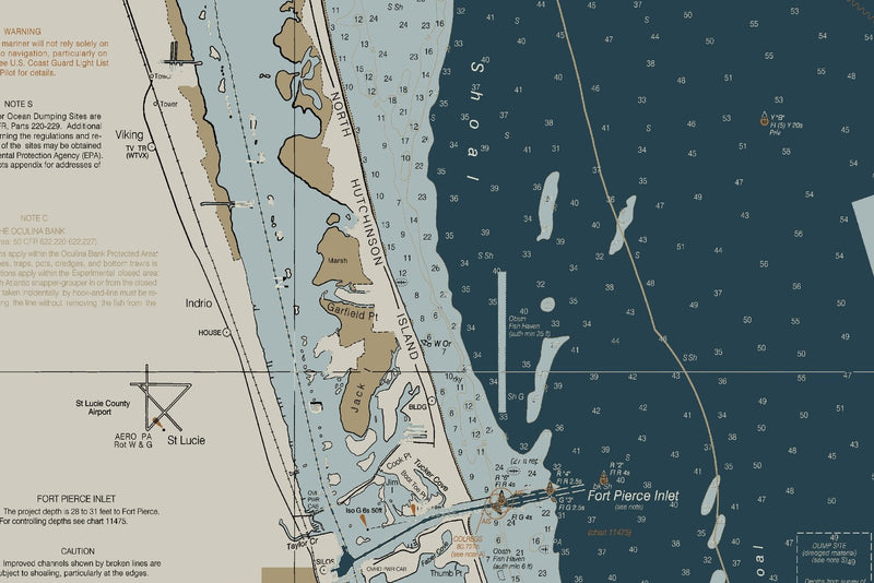 Bethel Shoal To Jupiter Inlet Nautical Chart — Heritage Edition — print detail 1