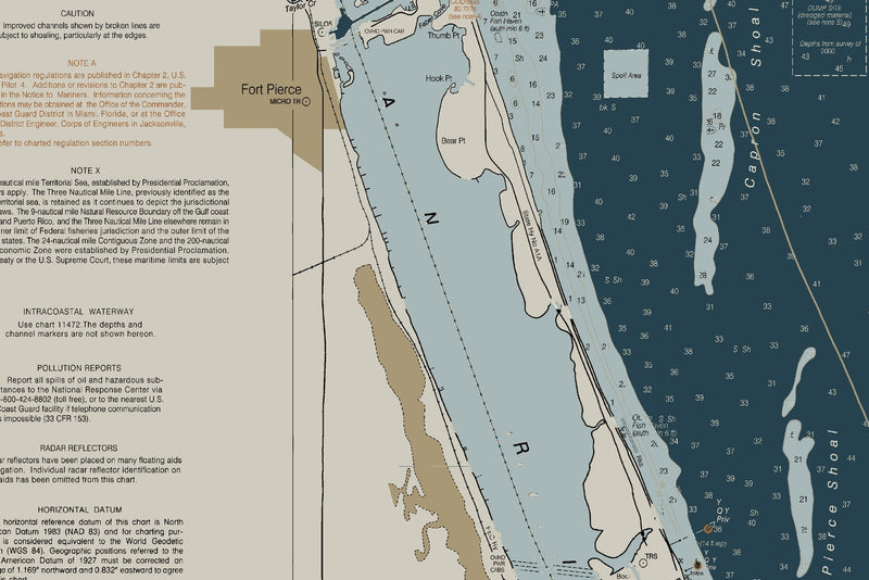Bethel Shoal To Jupiter Inlet Nautical Chart — Heritage Edition — print detail 2