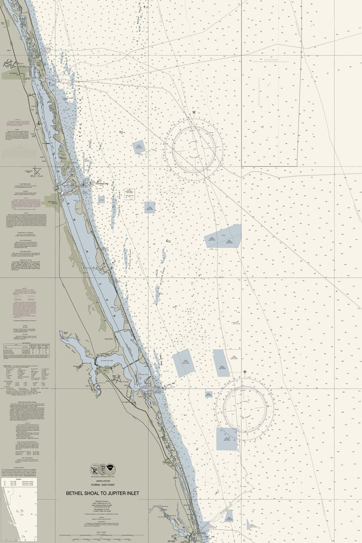 Bethel Shoal To Jupiter Inlet Nautical Chart — Traditional palette
