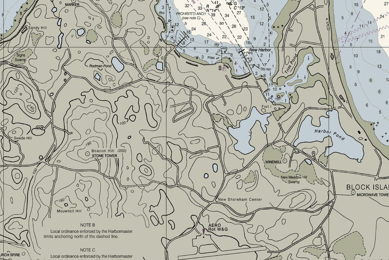 Block Island - Old Harbor and Great Salt Pond — print detail 3