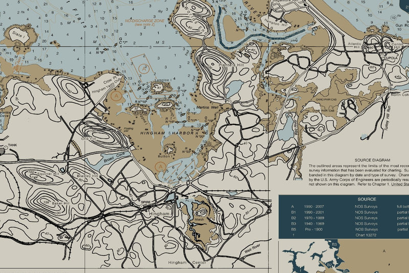 Boston Harbor Nautical Chart — Heritage Edition — print detail 3