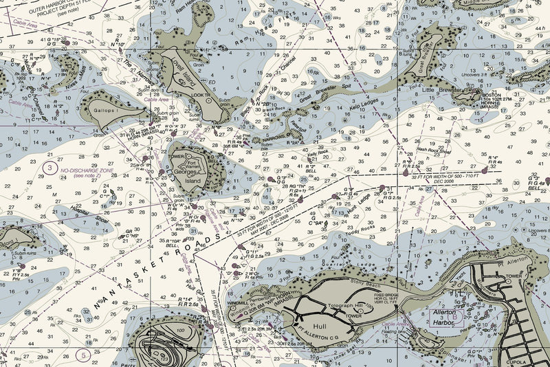 Boston Harbor Nautical Chart — print detail 3