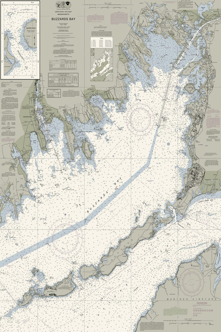 Buzzards Bay Nautical Chart — Traditional palette