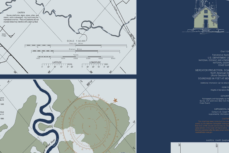 Calcasieu River and Lake — Modern Edition — print detail 1