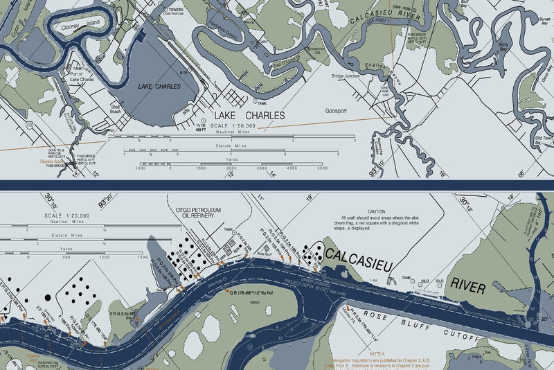 Calcasieu River and Lake — Modern Edition — print detail 2
