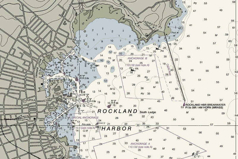 Camden, Rockport and Rockland Harbors — print detail 1