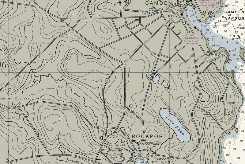 Camden, Rockport and Rockland Harbors — print detail 2