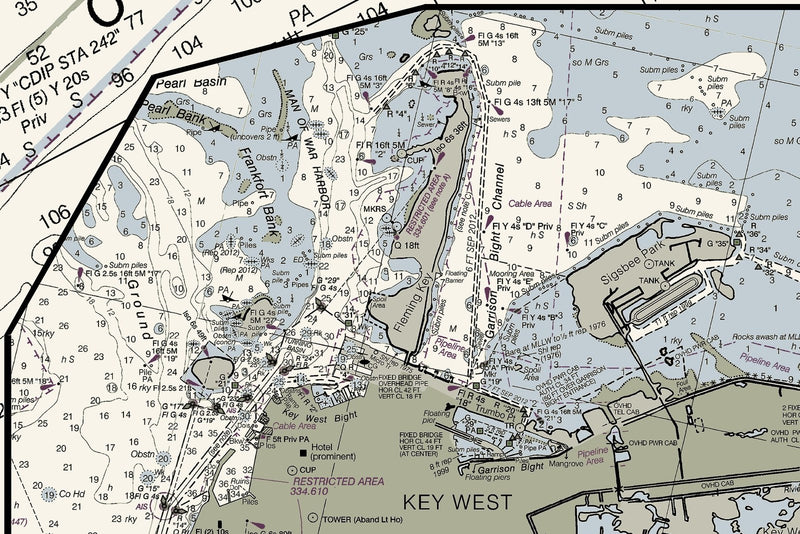 Florida Atlantic Coast 3 - Biscayne Bay to Key West Nautical Chart Art — print detail 2