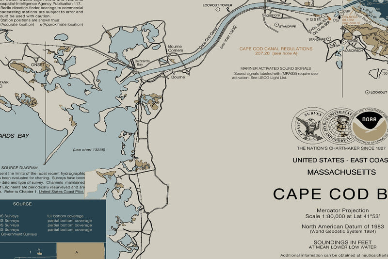 Cape Cod Bay Nautical Chart — Heritage Edition — print detail 3