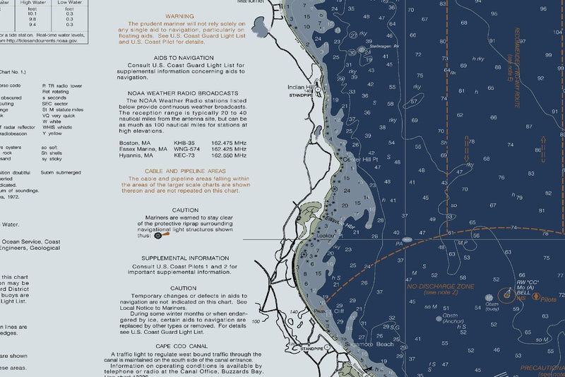 Cape Cod Bay Nautical Chart — Modern Edition — print detail 1