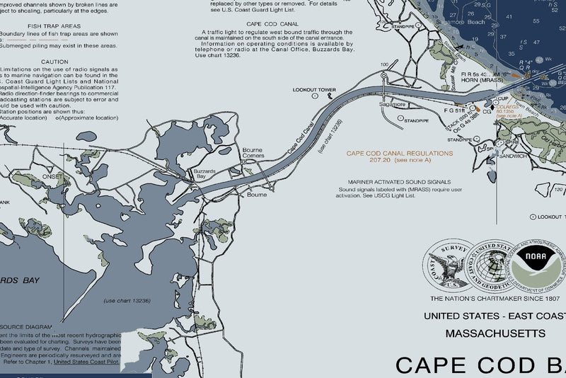 Cape Cod Bay Nautical Chart — Modern Edition — print detail 2