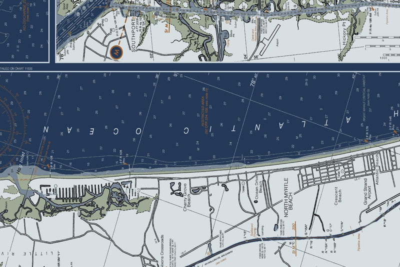 Cape Fear River Wilmington to Hilton Head — Modern Edition — print detail 1