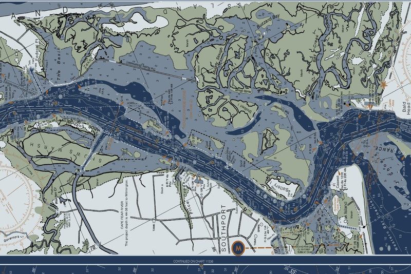 Cape Fear River Wilmington to Hilton Head — Modern Edition — print detail 2