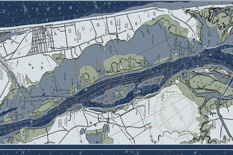 Cape Fear River Wilmington to Hilton Head — Modern Edition — print detail 3