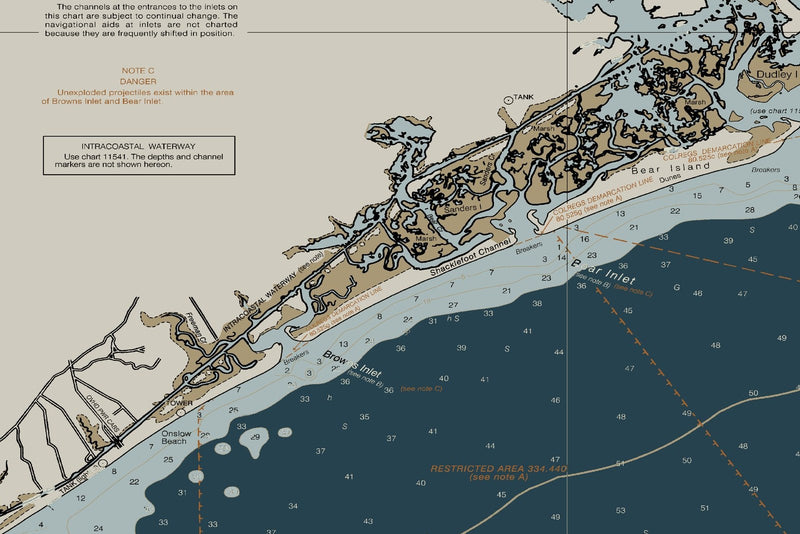 Cape Lookout To New River - Beaufort NC - Nautical Chart — Heritage Edition — print detail 1