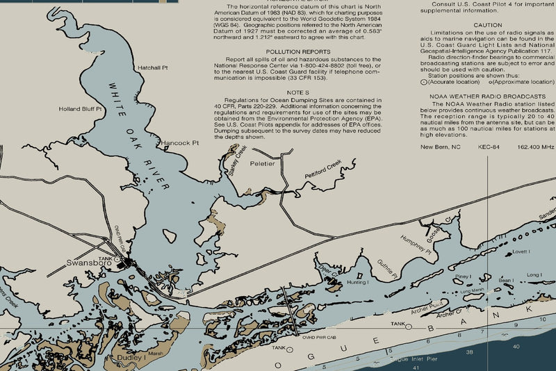 Cape Lookout To New River - Beaufort NC - Nautical Chart — Heritage Edition — print detail 2