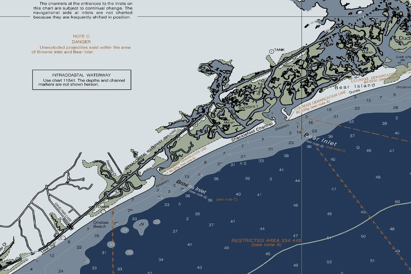 Cape Lookout To New River - Beaufort NC - Nautical Chart — Modern Edition — print detail 1