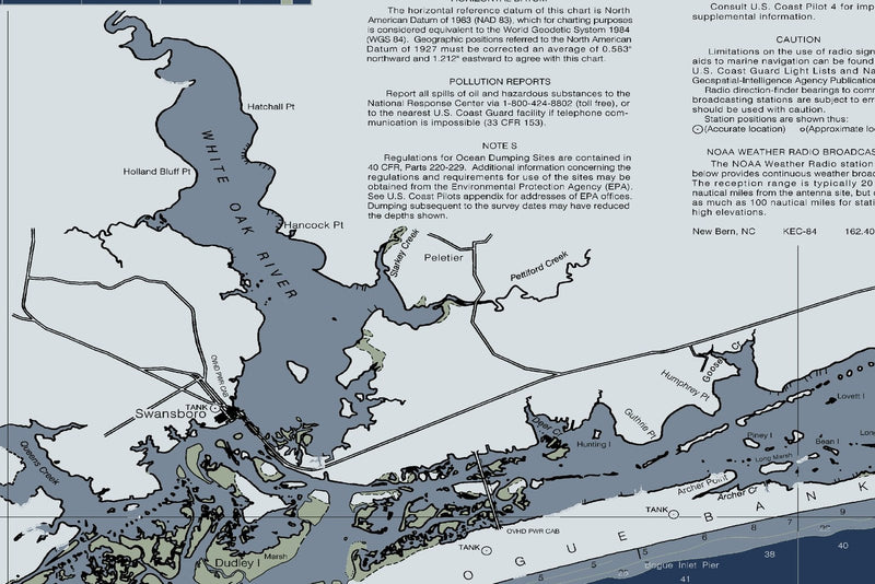 Cape Lookout To New River - Beaufort NC - Nautical Chart — Modern Edition — print detail 2