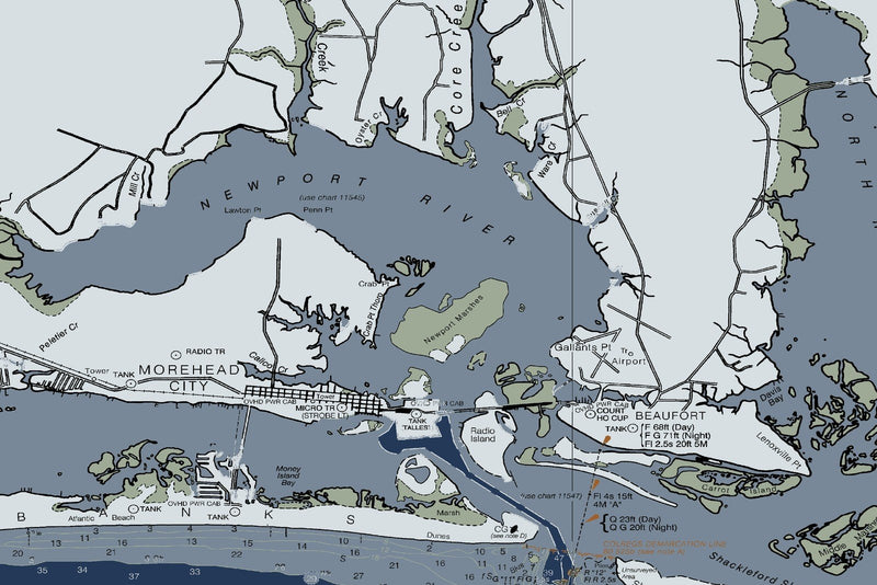 Cape Lookout To New River - Beaufort NC - Nautical Chart — Modern Edition — print detail 3