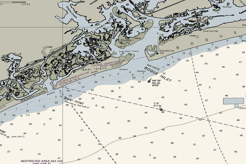 Cape Lookout To New River - Beaufort NC - Nautical Chart — print detail 1