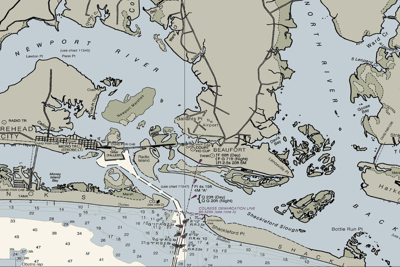 Cape Lookout To New River - Beaufort NC - Nautical Chart — print detail 3