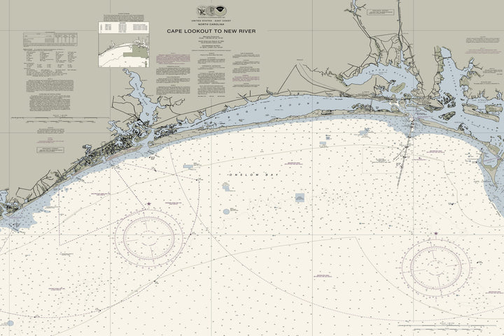 Cape Lookout To New River - Beaufort NC - Nautical Chart — Traditional palette