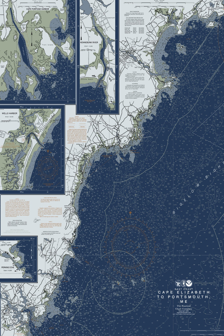 Cape Elizabeth To Portsmouth, ME Nautical Chart — Modern Edition — Modern Edition palette