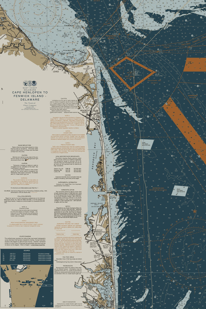 Cape Henlopen to Fenwick Island - Delaware - Nautical Chart — Heritage Edition — Heritage Edition palette