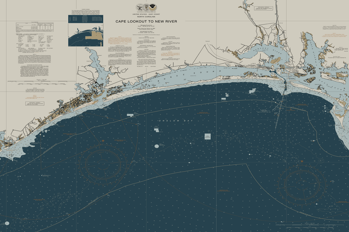 Cape Lookout To New River - Beaufort NC - Nautical Chart — Heritage Edition — Heritage Edition palette