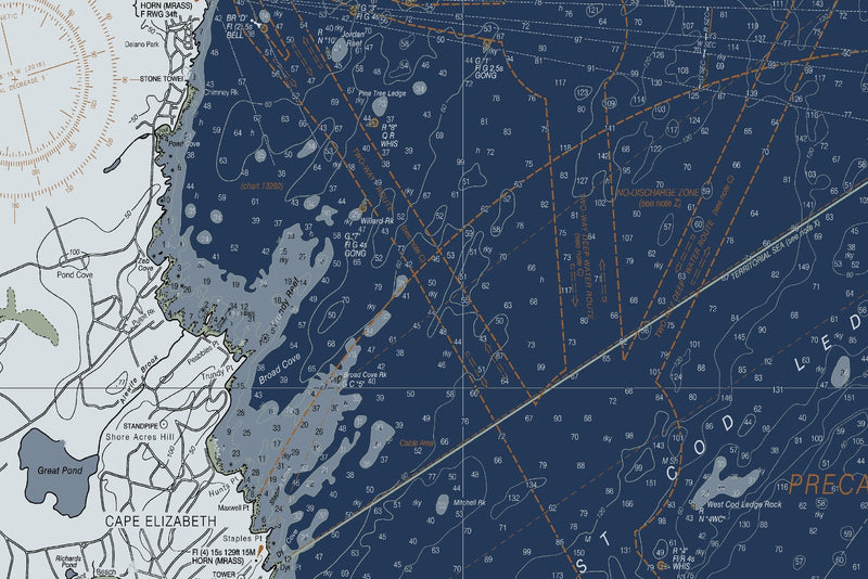 Casco Bay, ME Nautical Chart — Modern Edition — print detail 1