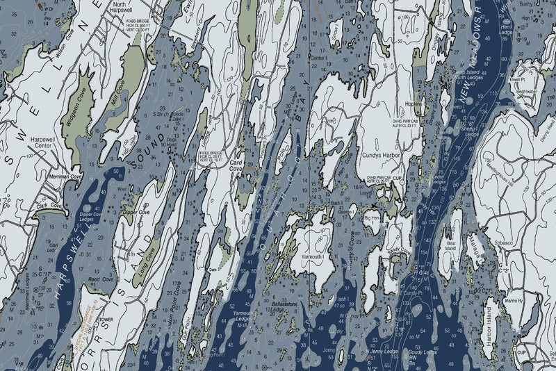 Casco Bay, ME Nautical Chart — Modern Edition — print detail 2