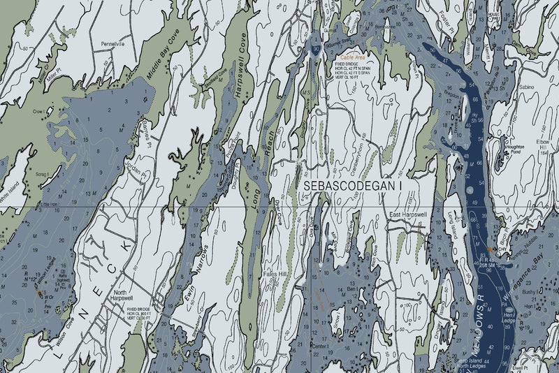 Casco Bay, ME Nautical Chart — Modern Edition — print detail 3