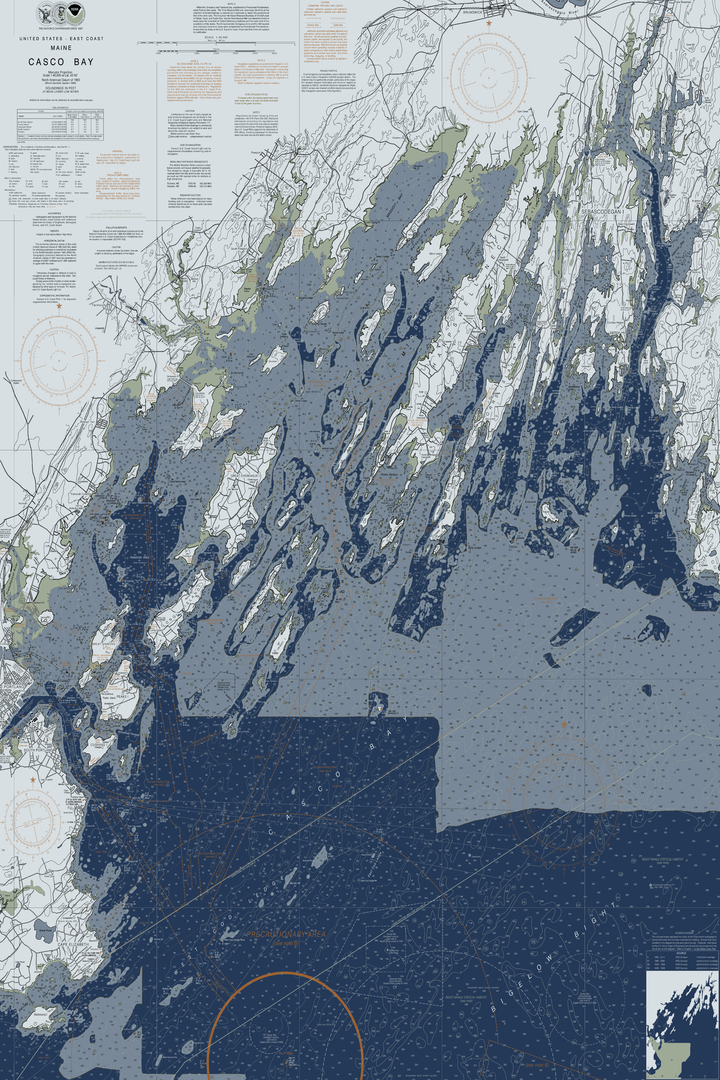 Casco Bay, ME Nautical Chart — Modern Edition — Modern Edition palette