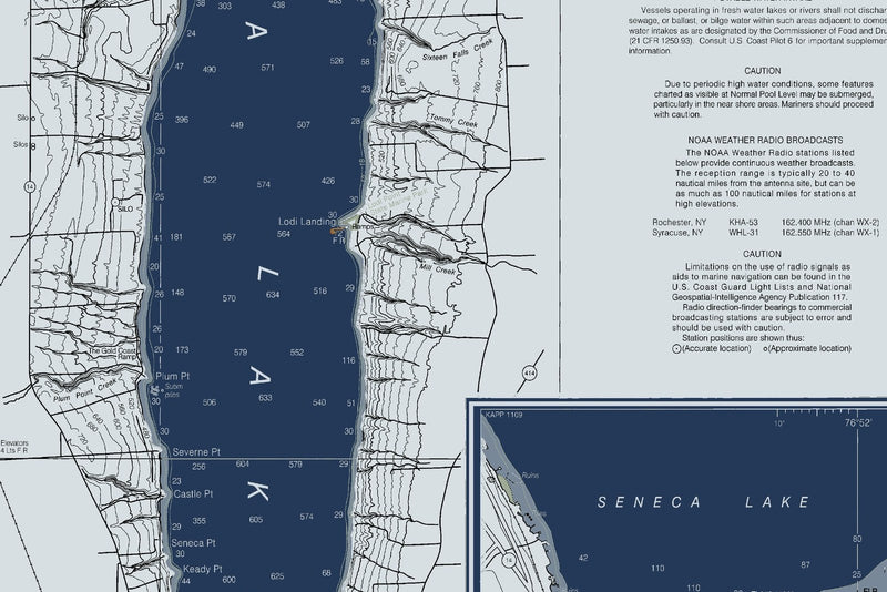 Cayuga And Seneca Lakes Nautical Chart — Modern Edition — print detail 1