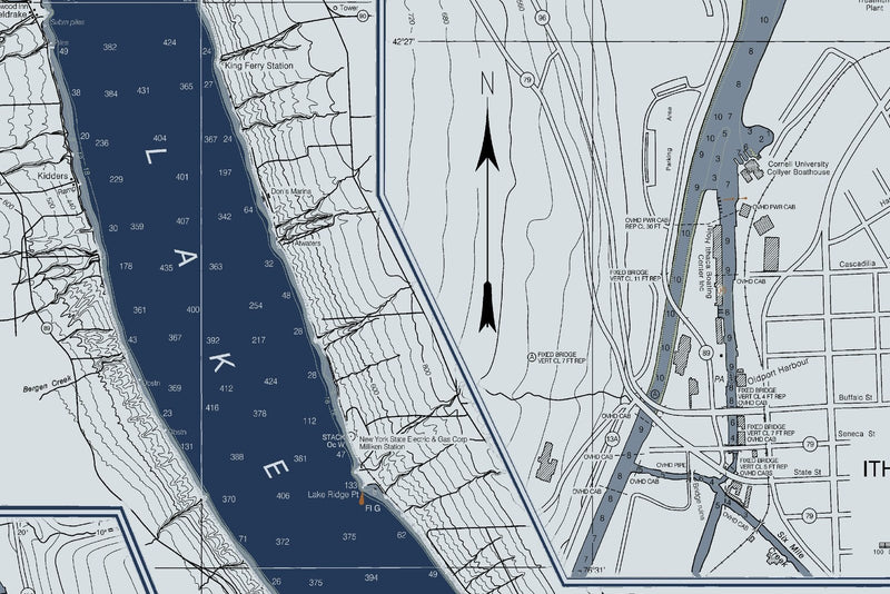 Cayuga And Seneca Lakes Nautical Chart — Modern Edition — print detail 2