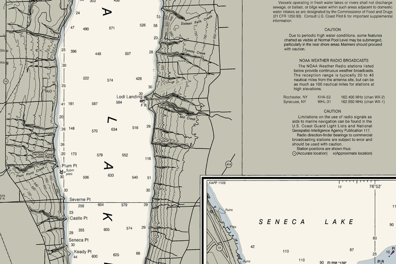 Cayuga And Seneca Lakes Nautical Chart — print detail 1