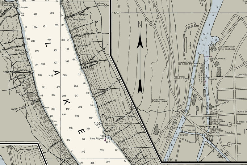 Cayuga And Seneca Lakes Nautical Chart — print detail 2