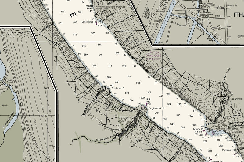 Cayuga And Seneca Lakes Nautical Chart — print detail 3