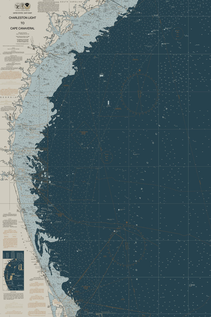 Charleston Light to Cape Canaveral Nautical Chart — Heritage Edition — Heritage Edition palette