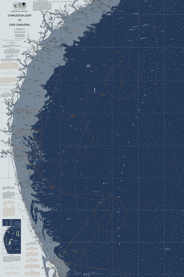 Charleston Light to Cape Canaveral Nautical Chart — Modern Edition