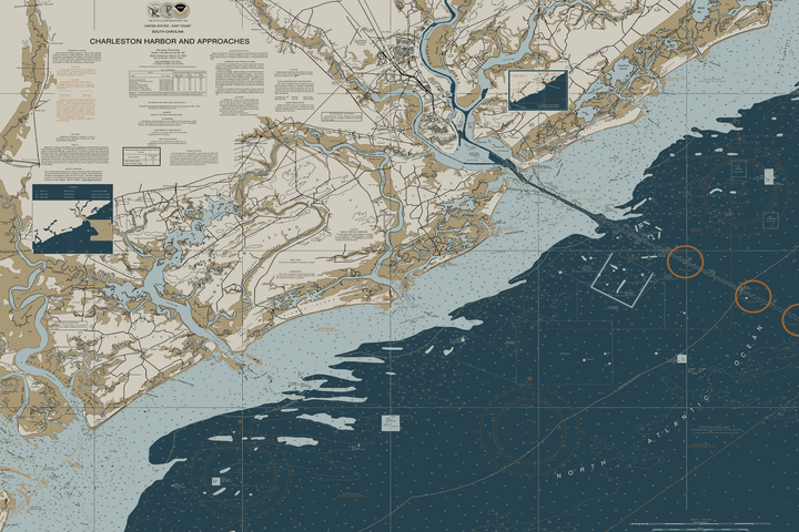 Charleston Harbor And Approaches Nautical Chart — Heritage Edition — Heritage Edition palette