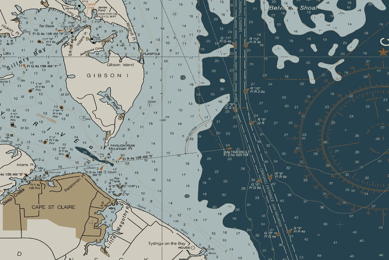 Chesapeake Bay Approaches to Baltimore Harbor — Heritage Edition — print detail 1