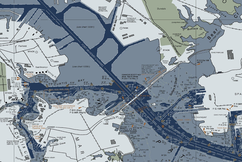 Chesapeake Bay Approaches to Baltimore Harbor — Modern Edition — print detail 2