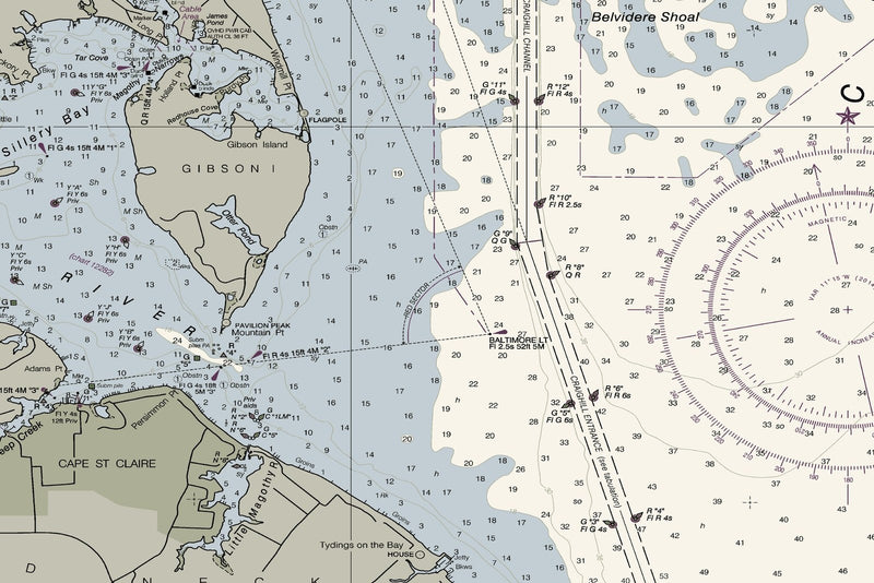 Chesapeake Bay Approaches to Baltimore Harbor — print detail 1