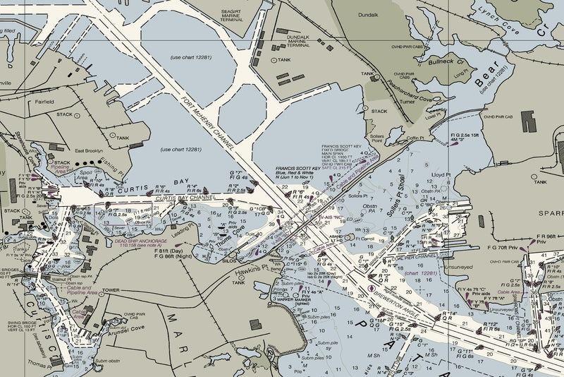Chesapeake Bay Approaches to Baltimore Harbor — print detail 2