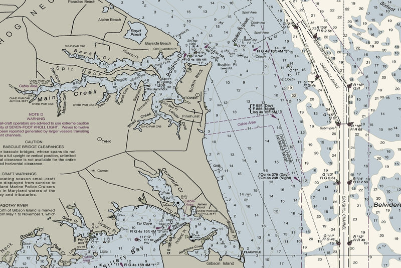 Chesapeake Bay Approaches to Baltimore Harbor — print detail 3