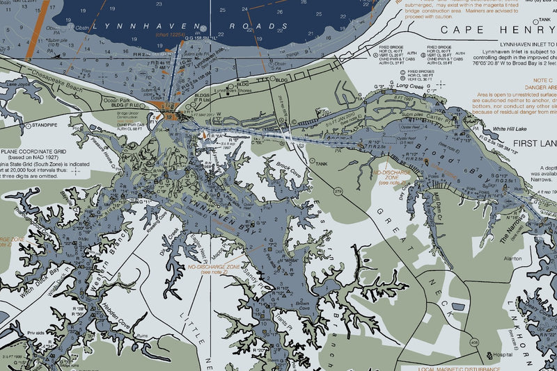 Chesapeake Bay - Cape Charles To Norfolk Harbor Nautical Chart — Modern Edition — print detail 2